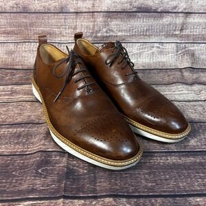 ECCO ST.1 Hybrid Brogue Brown Leather Wingtip Oxford Shoes Mens Sz 46 US 12-12.5